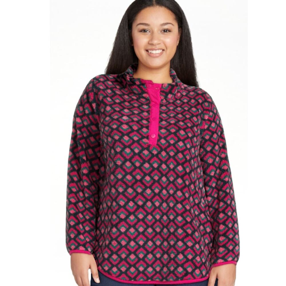 Terra & Sky Women’s Plus Size Quarter Snap Faux Sherpa Pullover, SIZE 2XL, 20-22